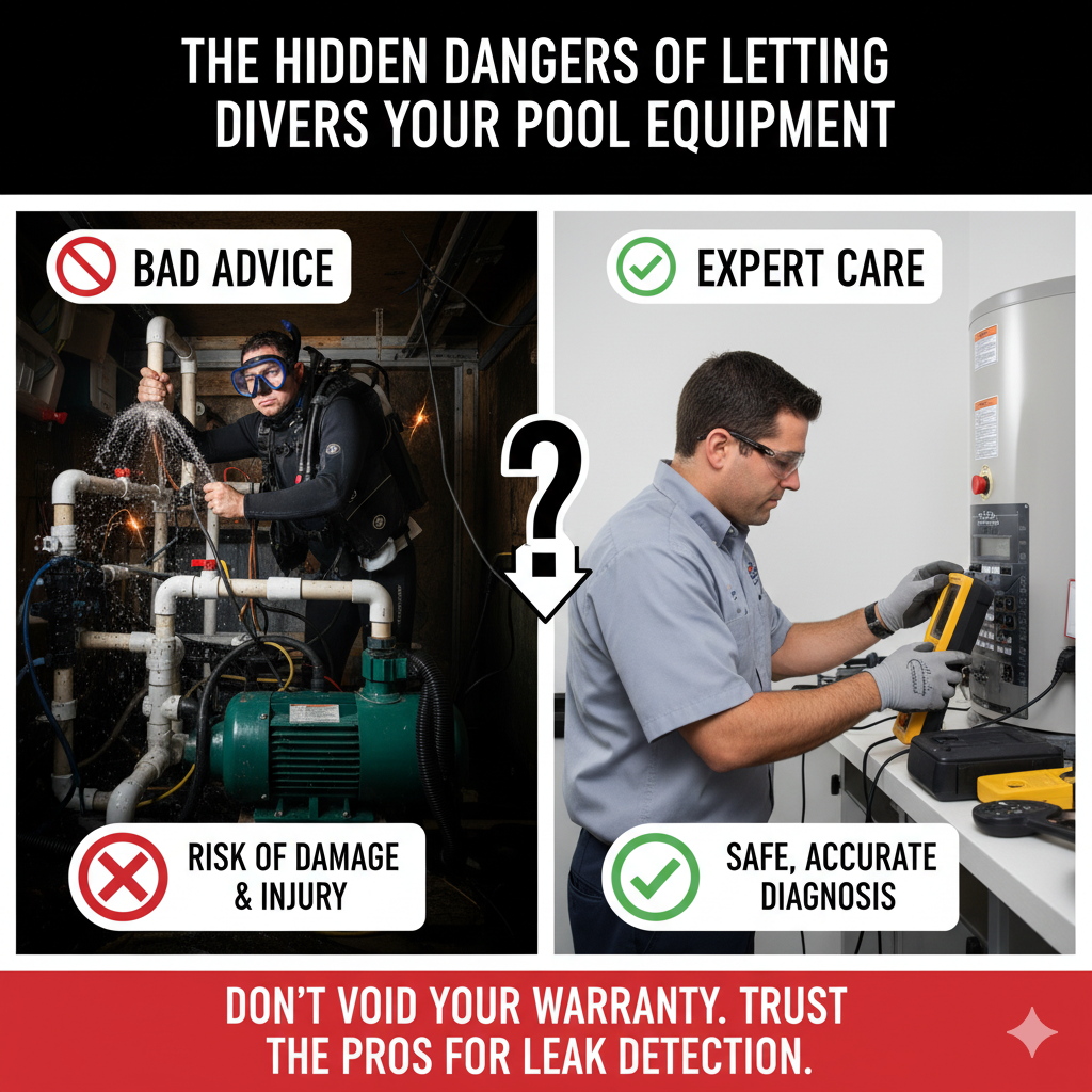 Dont let pool diver touch pool equipment